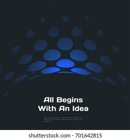Abstract vector design of blue rounds for graphic template
