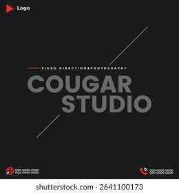 Abstract vector design with bold typography, red-black contrast, and studio-inspired icons — ideal for audio tech brands, digital artists, clubs, and creative logos.

