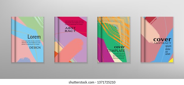Abstract vector design of book cover. Background with colorful grunge brushstrokes texture. Header template. Collage page, brochure, booklet print, flyer sheet a4