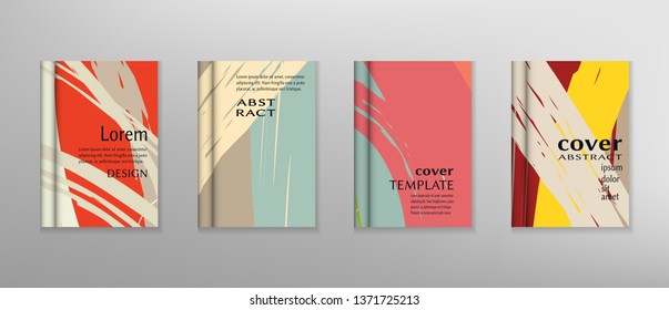 Abstract vector design of book cover. Background with colorful grunge brushstrokes texture. Header template. Collage page, brochure, booklet print, flyer sheet a4