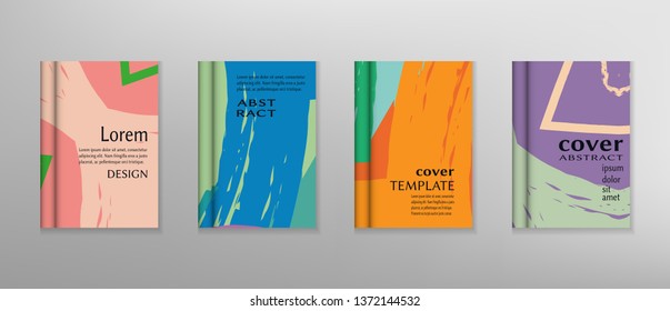 Abstract vector design of book cover. Background with colorful grunge brushstrokes texture. Header template. Collage page, brochure template, booklet print, flyer sheet a4