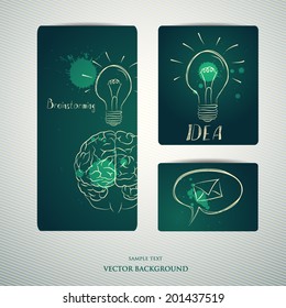 Abstract vector design business card with the concept of brainstorming a hand-painted with ink droplets