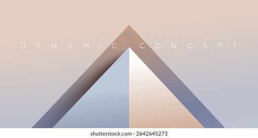Projeto vetorial abstrato com um triângulo central em gradientes pastel de azul e bege, simbolizando elevação e equilíbrio. Ideal para marcas, apresentações, cartazes modernos e layouts digitais mínimos.