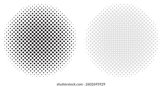 Abstract vector design circular Outline Halftone Circle Pattern with Graduated Density