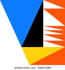 Abstract vector design. Abstract vector colorful background, texture. Art color illustration with geometric shapes. Black, white, yellow, orange and blue triangle pattern.