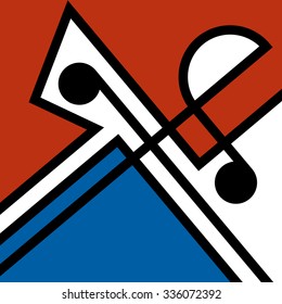 Abstract vector design. Abstract vector colorful background, texture. Art color illustration with geometric shapes. Black, white, red and blue pattern.