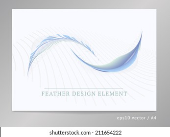 Abstract vector design composition element. For leaflet / brochure cover or web layout with two-colored soft curved feather ornament illustration. A4, eps10. 