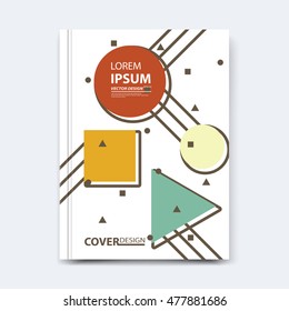 Abstract vector design for cover, poster, banner, flyer, business card, magazine annual report, title page, brochure template layout or booklet .A4 size with geometric shapes on white background.