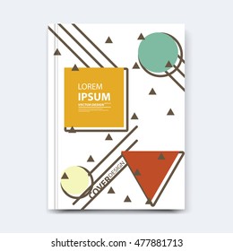 Abstract vector design for cover, poster, banner, flyer, business card, magazine annual report, title page, brochure template layout or booklet .A4 size with geometric shapes on white background.