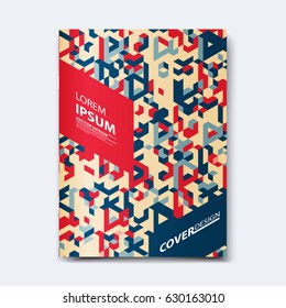 Abstract vector design for cover, poster, banner, flyer, business card, magazine annual report, title page, brochure template layout or booklet .A4 size with Isometric shapes on white background.