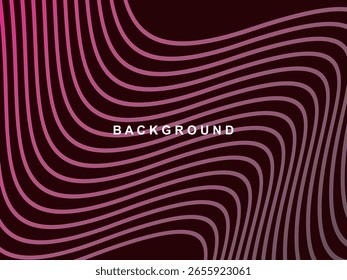 Diseño de Vector Abstractas con un fondo marrón oscuro, adornado con patrones ondulados. El fondo presenta líneas curvas dinámicas que degradan de rosa a púrpura.