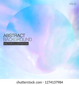 Abstract Vector Design, Dreamy Background, Colorful Texture -Blue, Purple and Pink Pastel Gradient. Cloudy Sky, Marble, Watercolor Style. Trendy Background. 