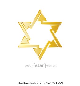 The Abstract vector design element golden star of David with arrows on white background