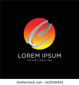Abstract Vector Design Element - Metal C sphere logo template

