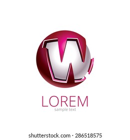 Abstract Vector Design Element - Metal W sphere logo template. Brand's label