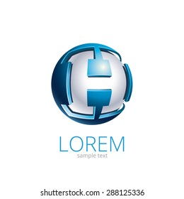 Abstract Vector Design Element - Metal H sphere logo template