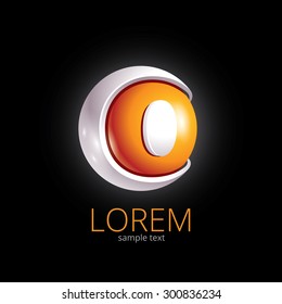 Abstract Vector Design Element - Metal O sphere logo template on black background