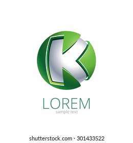 Abstract Vector Design Element - Metal K sphere logo template. Brand's label