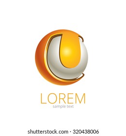 Abstract Vector Design Element - Metal U logo sphere template