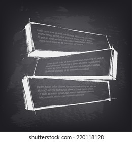 Abstract vector design element on chalkboard. Hand drawn banner with place for text. Background texture design of blackboard.