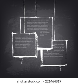 Abstract vector design element on chalkboard. Hand drawn banner with place for text. Background texture of blackboard. Pattern design for poster, flyer, cover, brochure.