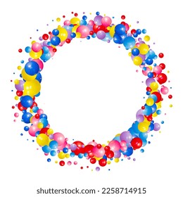 
Abstract vector design element. Round photo frame made of colored balloons.