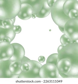 Abstract vector design element. Round photo frame made of colored balloons. Light green balls.