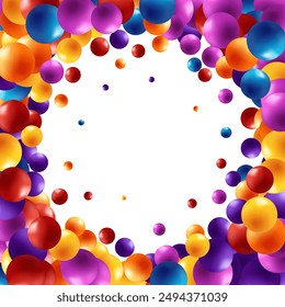 Abstract vector design element. Round photo frame made of colored balloons. Photo frame.
