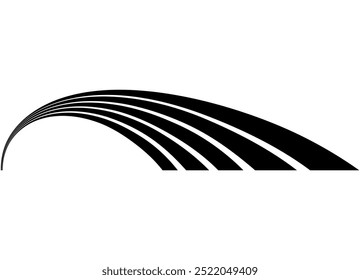 Abstract vector design element. Sporty striped pattern. Racing strip for a sports car, boat, motorcycle, sportswear, toy. Vector background. Arch of lines.