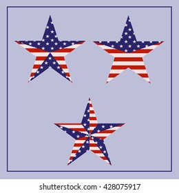 The Abstract vector design element star with american flag. star American symbols.