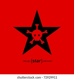 The Abstract vector design element star with skull and bones