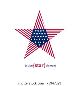 The Abstract vector design element star with american flag