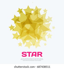 Abstract vector design elements with golden stars