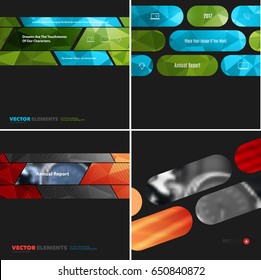 Abstract vector design elements for graphic layout. Modern business background template with colourful rectangles and diagonal shapes for tech, building, urban, construction.  Set