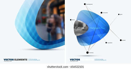 Abstract vector design elements for graphic layout. Modern business background template with blue soft, pebble shapes  for tech, pharmacy, health, ecology.
