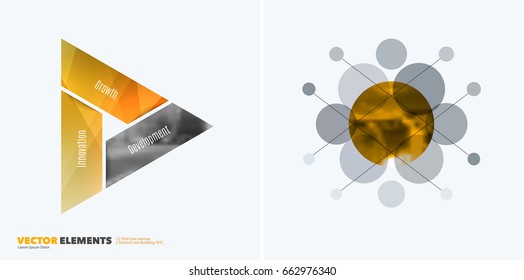Abstract vector design elements for graphic layout. Modern business background template with colourful triangles,