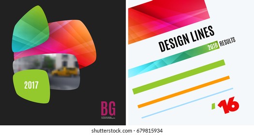 Abstract vector design elements for graphic layout. Modern business background template with colourful soft, rounded shapes, lines for tech, innovative technology. Set