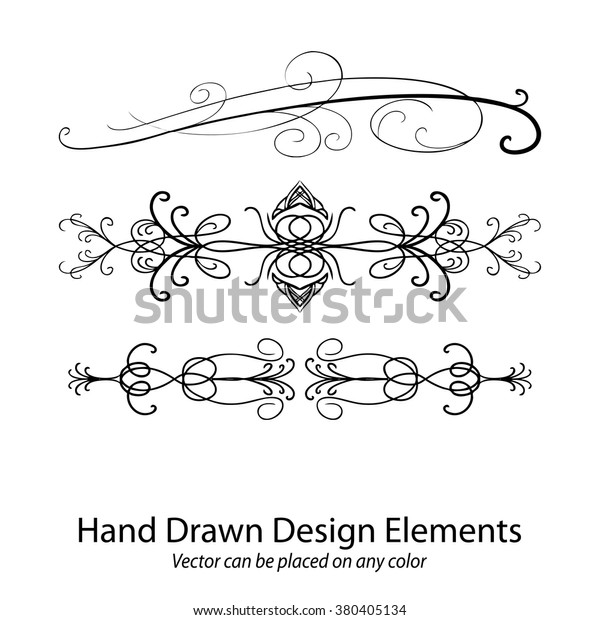 abstract vector design elements, set of beautiful fancy\
curls and swirls paragraph or text divider, underline design, or\
border, black ink lines. Wedding design element. Vector can go on\
any color. 