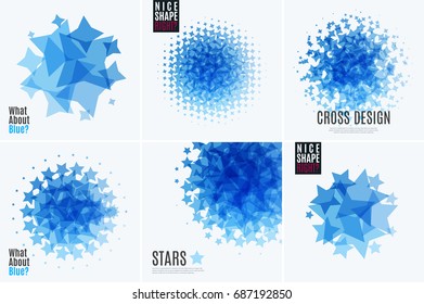 Abstract vector design elements with stars and black background