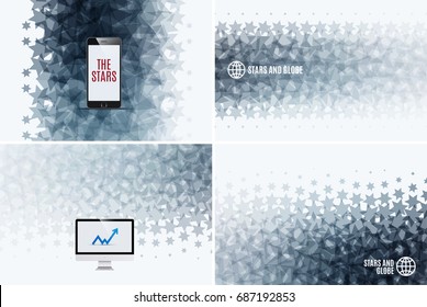 Abstract vector design elements with stars and black background