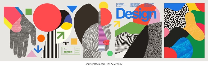 Abstract vector design with geometric shapes, art, vibrant colors, and modern composition. Ideal for poster, branding, background, and creative projects