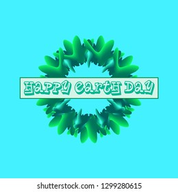 Abstract vector design in green colors. Happy Earth Day card. Environmental motifs.
