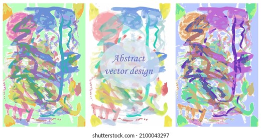 Abstract vector design for greeting card background, advertising flyer. Hand-drawn with a brush and paints template for a holiday or sale. A set of chaotic backgrounds.