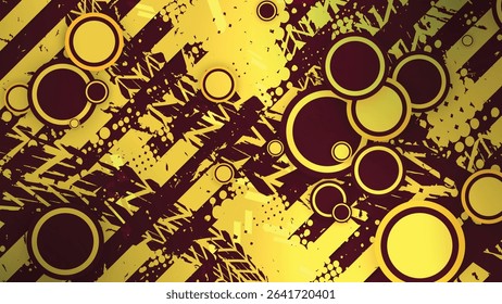 Abstract vector design of grunge circles with yellow and red color combination, suitable for posters, wallpapers and modern designs, eps 10, editable.