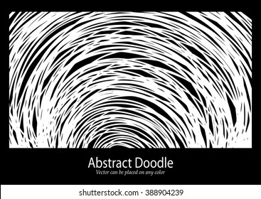 abstract vector design, hand drawn curved lines in modern abstract art background doodle, white ink marker stripes in random circle pattern for graphic art designs, vector can be placed on any color