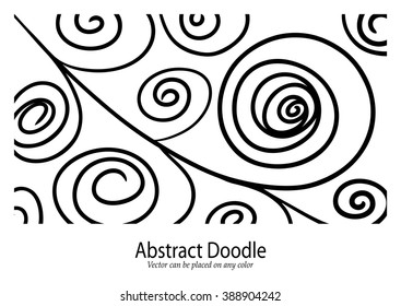 abstract vector design, hand drawn curls and scroll lines in modern abstract art background doodle, black ink marker in random swirl pattern for graphic art designs, vector can be placed on any color