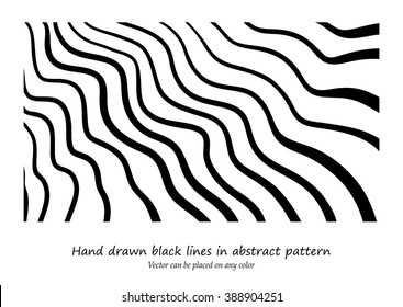 abstract vector design  hand drawn wavy lines in modern abstract art background doodle  black ink marker stripes in random waves pattern for graphic art designs  vector can be placed any color
