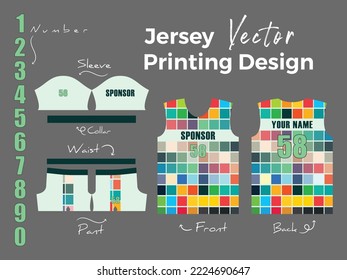 Abstract vector design for jersey printing. Background pattern for sports team jersey