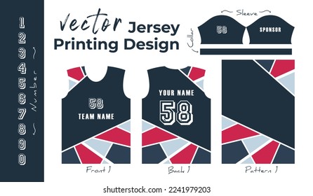 Diseño de vector abstracto para impresión jersey, patrón de fondo para jersey de equipo deportivo