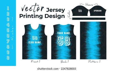 Abstract vector design for jersey printing. Background pattern for sports team jersey.